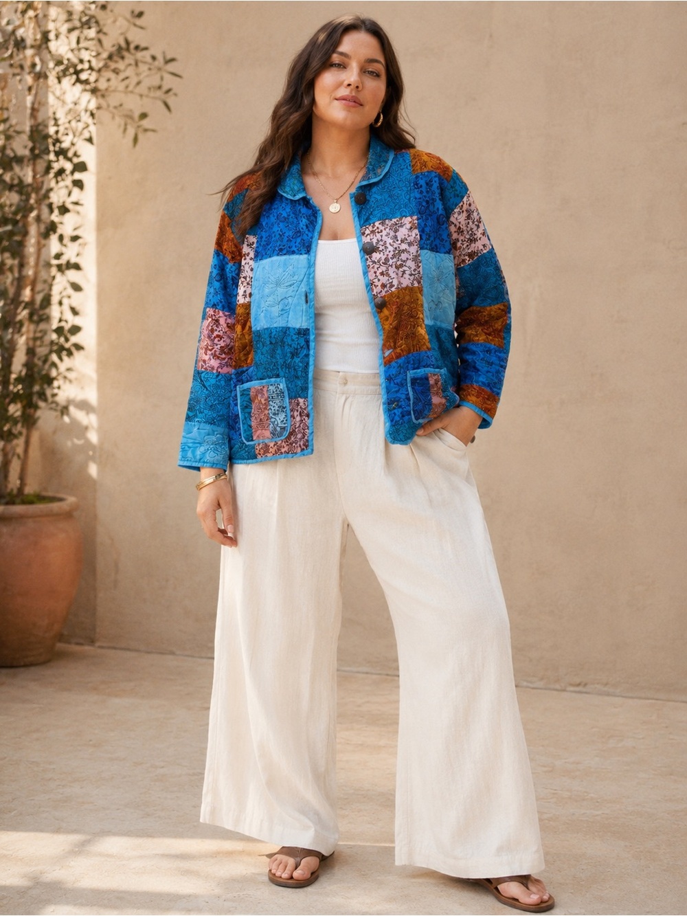NWT Tantrums Collection Vintage Patchwork Quilted Jacket Blue Paisley Boho XL